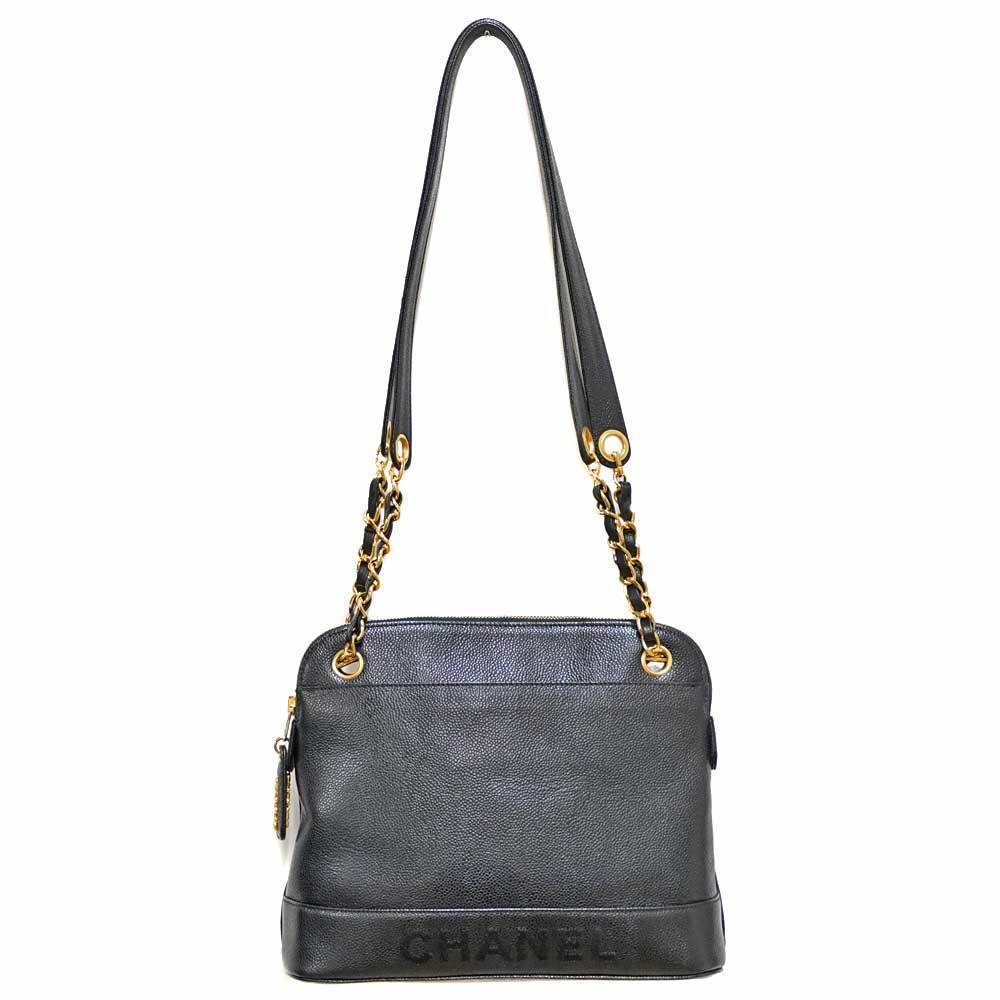 Chanel Chain Logo Tote Shoulder Caviar Gold Bag Black Bag Bag Embroidery Skin